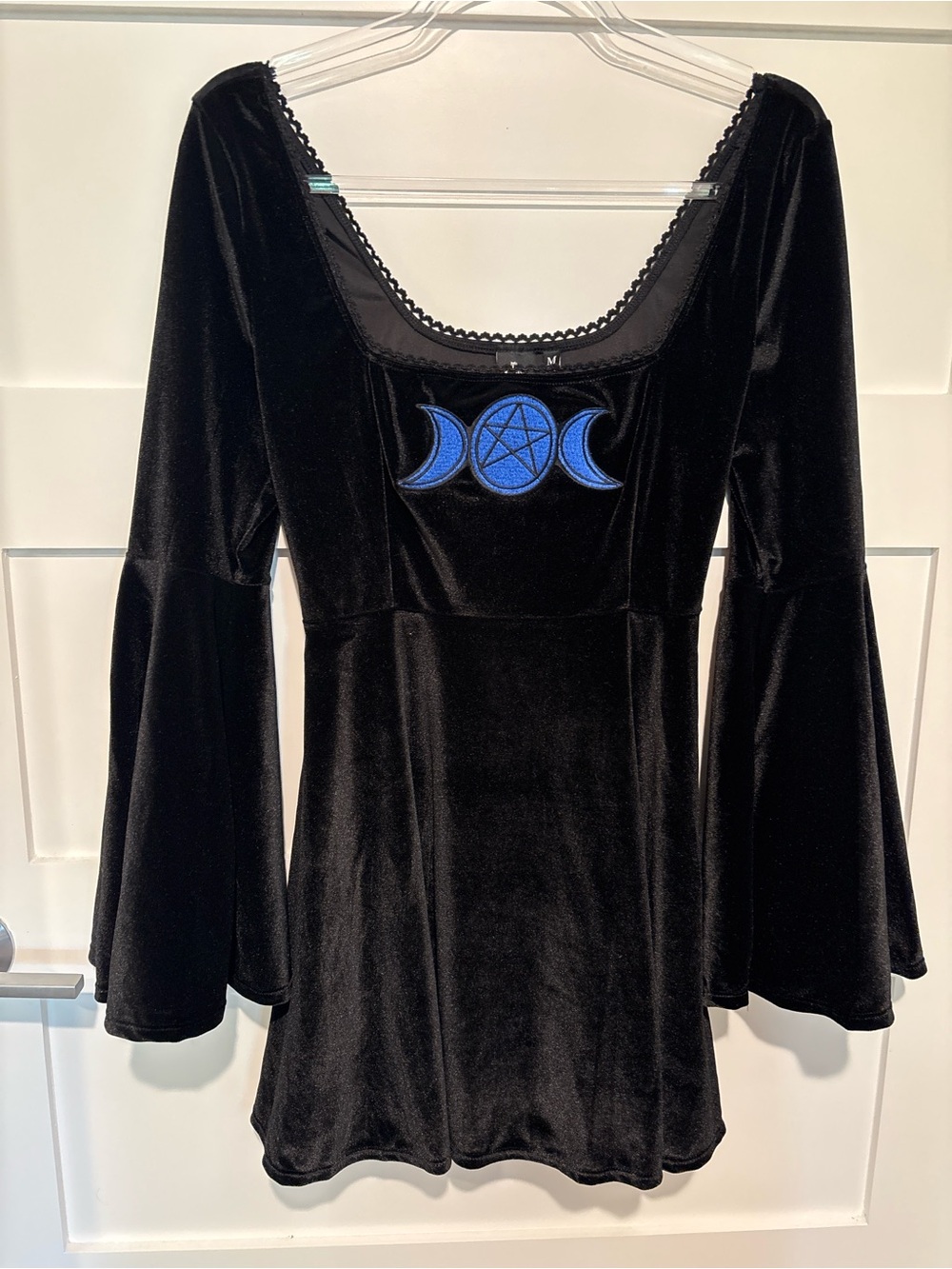 Dollskill NWT Black Goth Witchy Velvet Long-Sleeve Dress